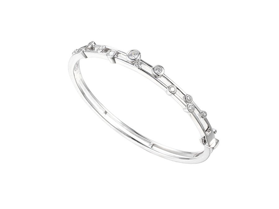 Sterling Silver 2 Row Cubic Zirconia Bubble Bangle Sterling Silver 2 Row Cubic Zirconia Bubble Bangle