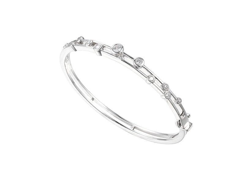 Sterling Silver 2 Row Cubic Zirconia Bubble Bangle Sterling Silver 2 Row Cubic Zirconia Bubble Bangle