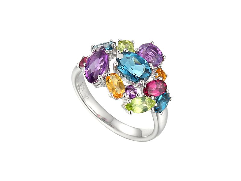 Sterling Silver Mixed Stone Cluster Ring Sterling Silver Mixed Stone Cluster Ring