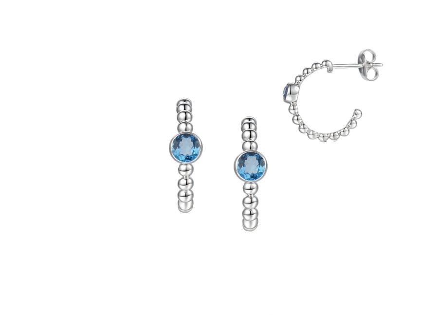 Sterling Silver Blue Topaz Bobble Hoop Earrings Sterling Silver Blue Topaz Bobble Hoop Earrings