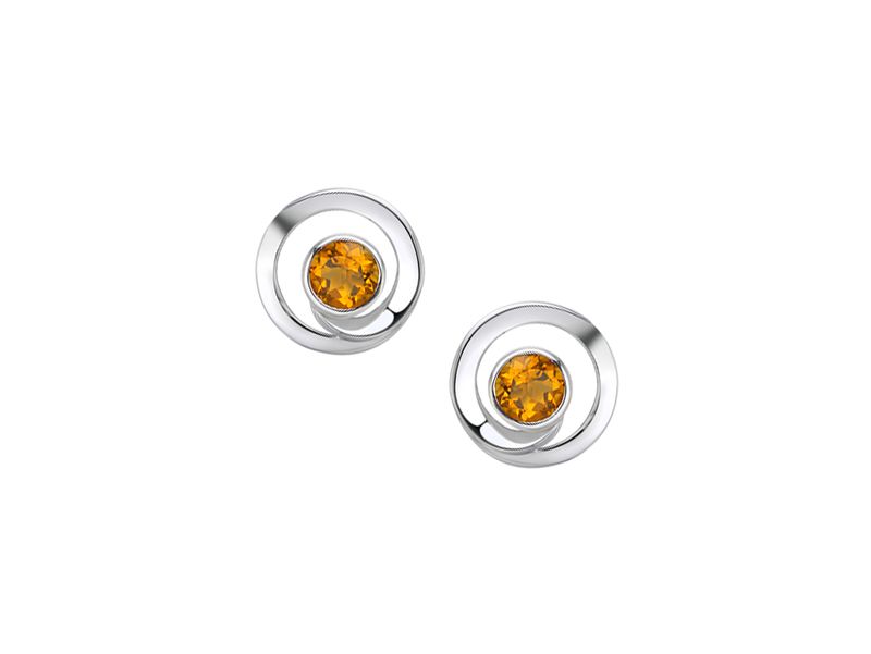 Sterling Silver Round Citrine Swirl Circle Earrings Sterling Silver Round Citrine Swirl Circle Earrings