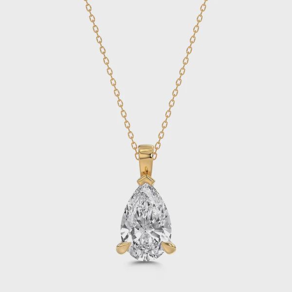 18ct Yellow Gold 1.05ct Pear Cut Lab Grown Solitaire Necklace 18ct Yellow Gold 1.05ct Pear Cut Lab Grown Solitaire Necklace