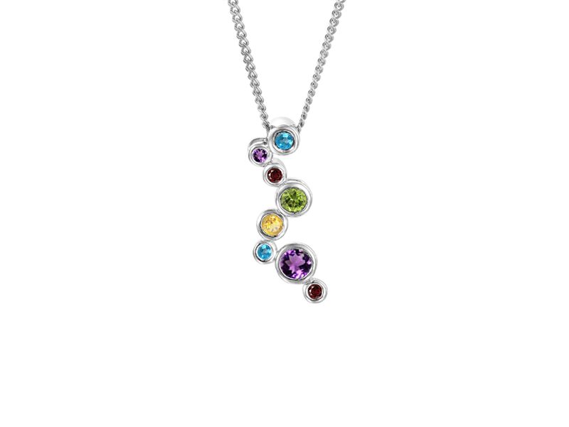 Silver Multi-Stone Bubble Necklace Silver Multi-Stone Bubble Necklace