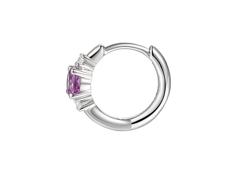Silver Amethyst CZ Hoop Earrings
