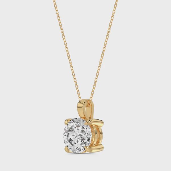 18ct Yellow Gold Lab-Grown 1.53ct Diamond Solitaire Pendant & Chain