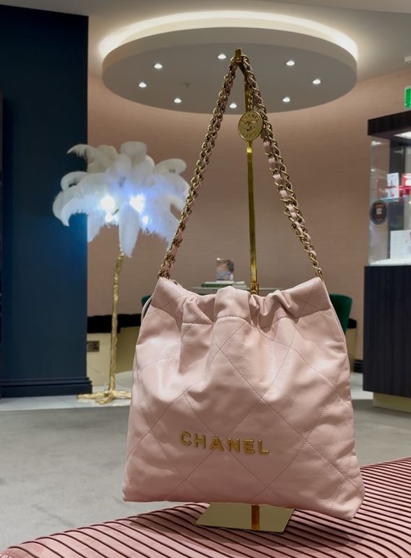 Pre-Owned Chanel 22 Small in Light Pink Goatskin Leather &amp; Gold-Tone Hardware