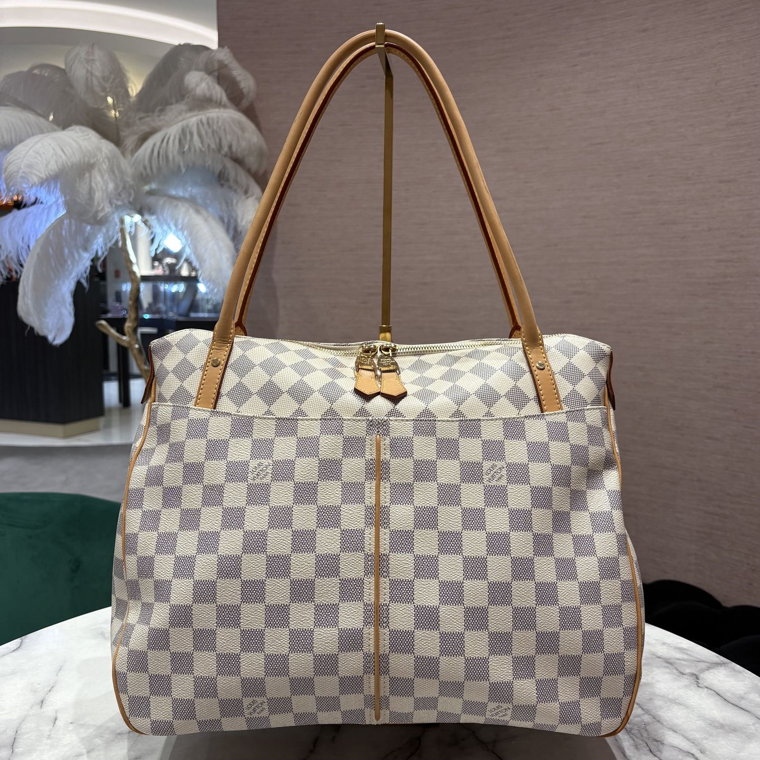 Pre-Owned Louis Vuitton Figheri GM in Damier Azur Canvas Pre-Owned Louis Vuitton Figheri GM in Damier Azur Canvas