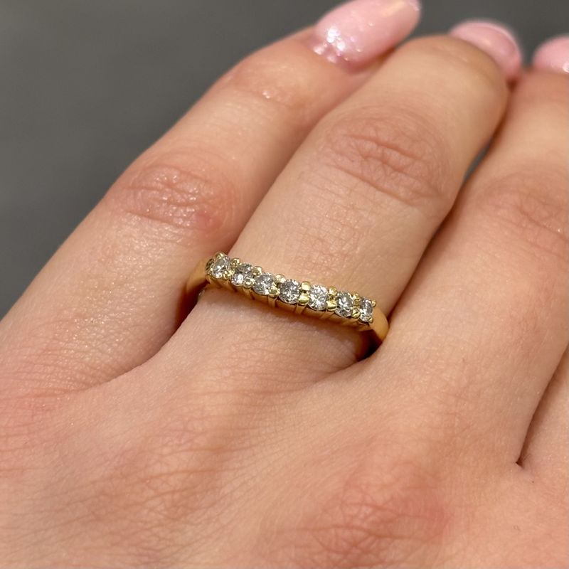 Pre-Owned 18ct Yellow Gold 0.33ct Diamond Claw Set Shaped 1/2 Eternity Ring