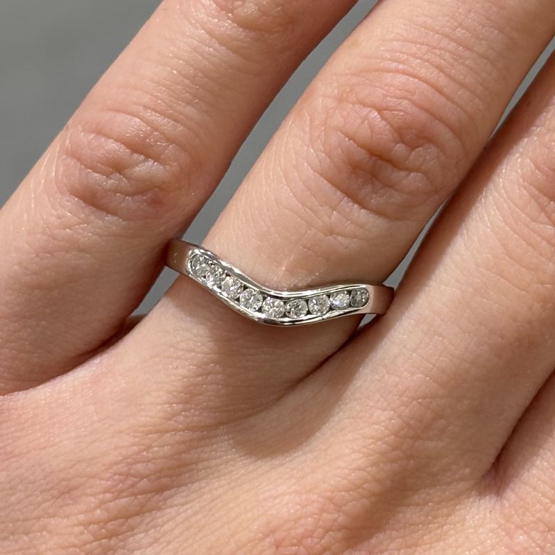 Pre-Owned 18ct White Gold 0.50ct Diamond Channel Set Wishbone Shaped 1/2 Eternity Ring Pre-Owned 18ct White Gold 0.50ct Diamond Channel Set Wishbone Shaped 1/2 Eternity Ring