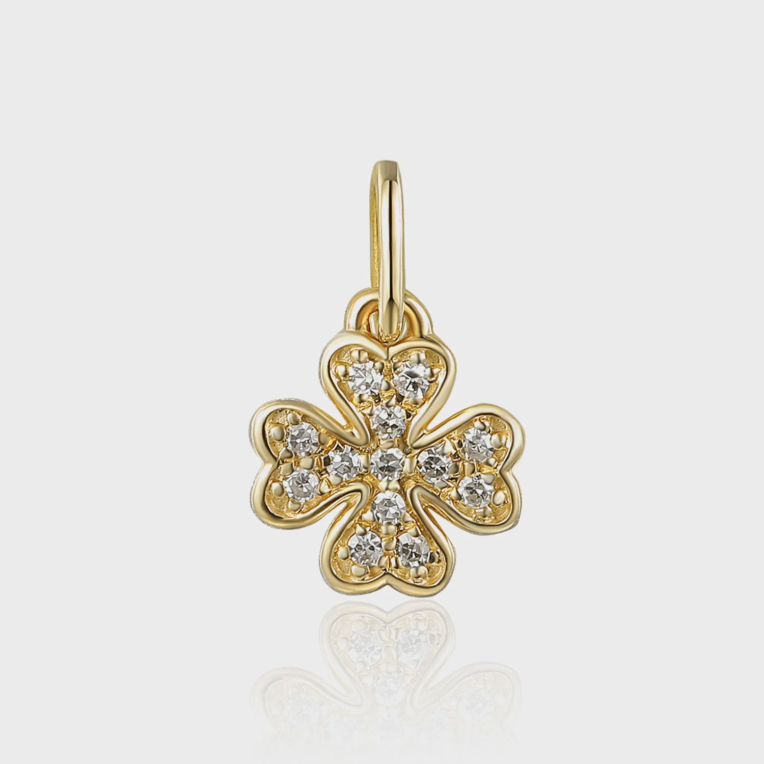 9ct Yellow Gold Diamond Clover Charm