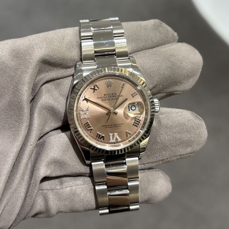 Pre-Owned Rolex Steel 36mm Pink Roman Numeral Dial Datejust 126234 Pre-Owned Rolex Steel 36mm Pink Roman Numeral Dial Datejust 126234