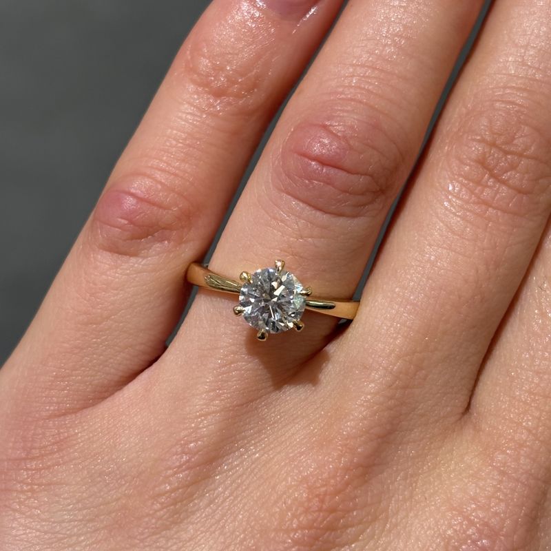 18ct Yellow Gold Lab-Grown 1.20ct D VS2 Round Brilliant Diamond Solitaire Ring