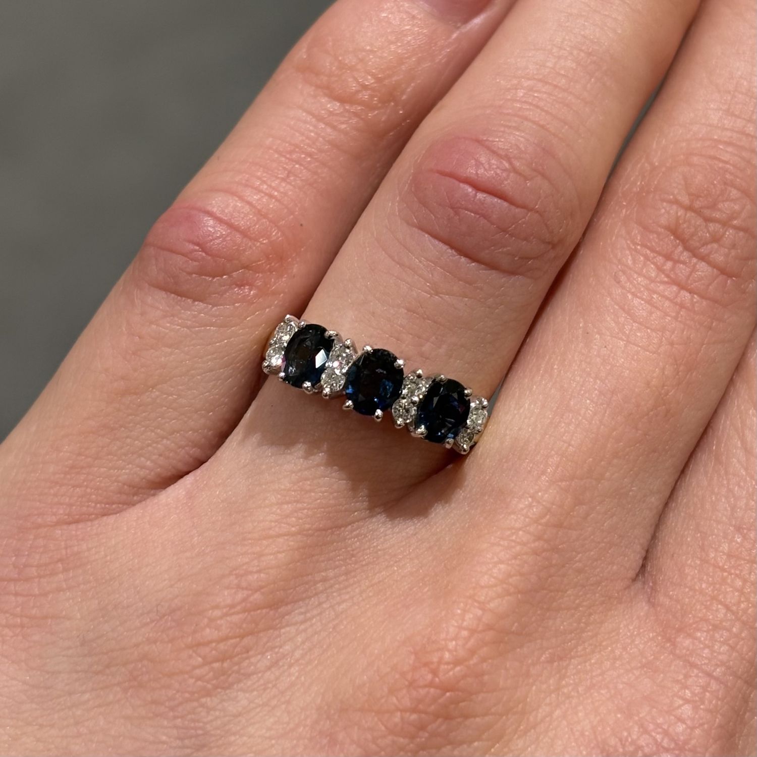 Pre-Owned 18ct Yellow Gold 1.35ct Sapphire &amp; 0.08ct Diamond Ring