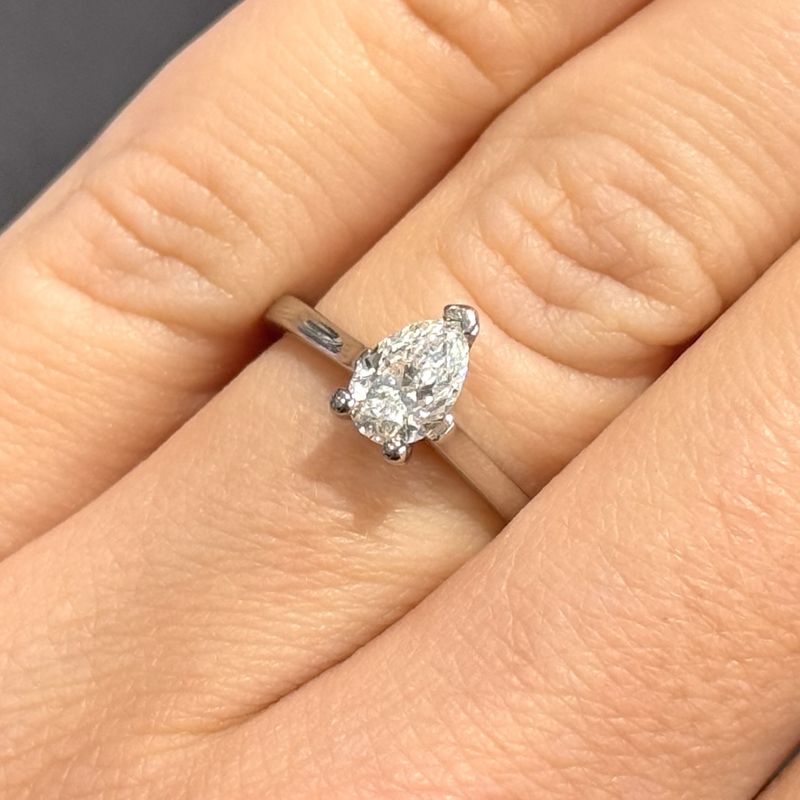 Pre-Owned Platinum 0.59ct F VS1 Pear Shape Diamond Solitaire Pre-Owned Platinum 0.59ct F VS1 Pear Shape Diamond Solitaire
