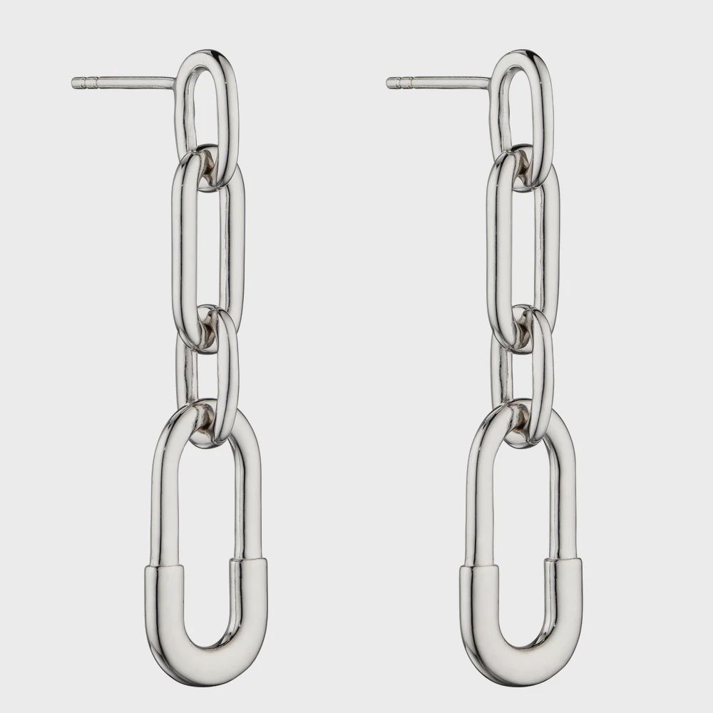 Chain Link Long Drop Earrings