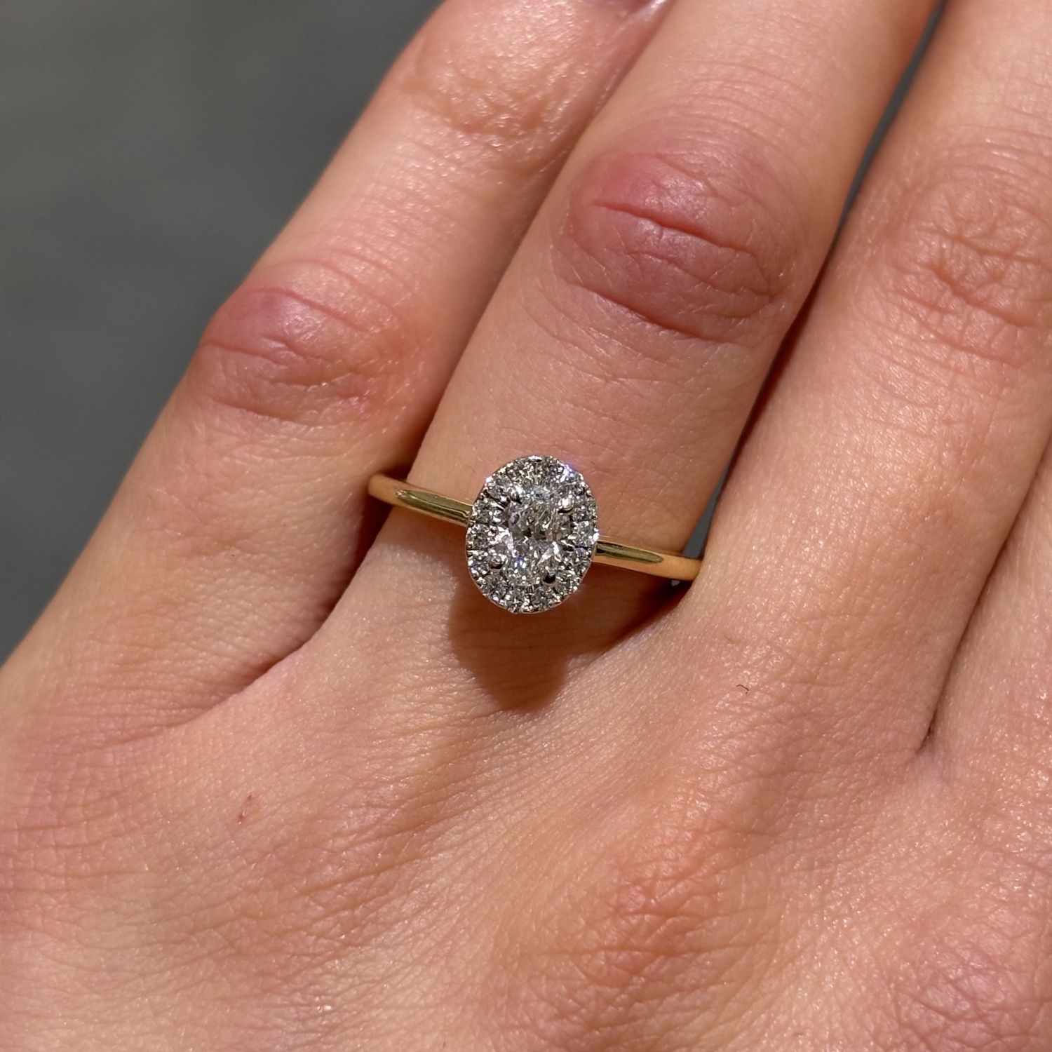 Pre-Owned 18ct Yellow Gold 0.40ct F VS Oval Halo Ring