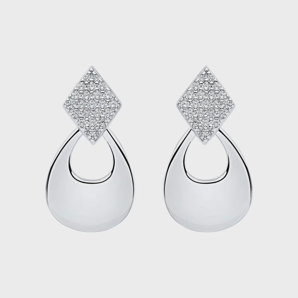 Silver Prism and Open Teardrop Earrings