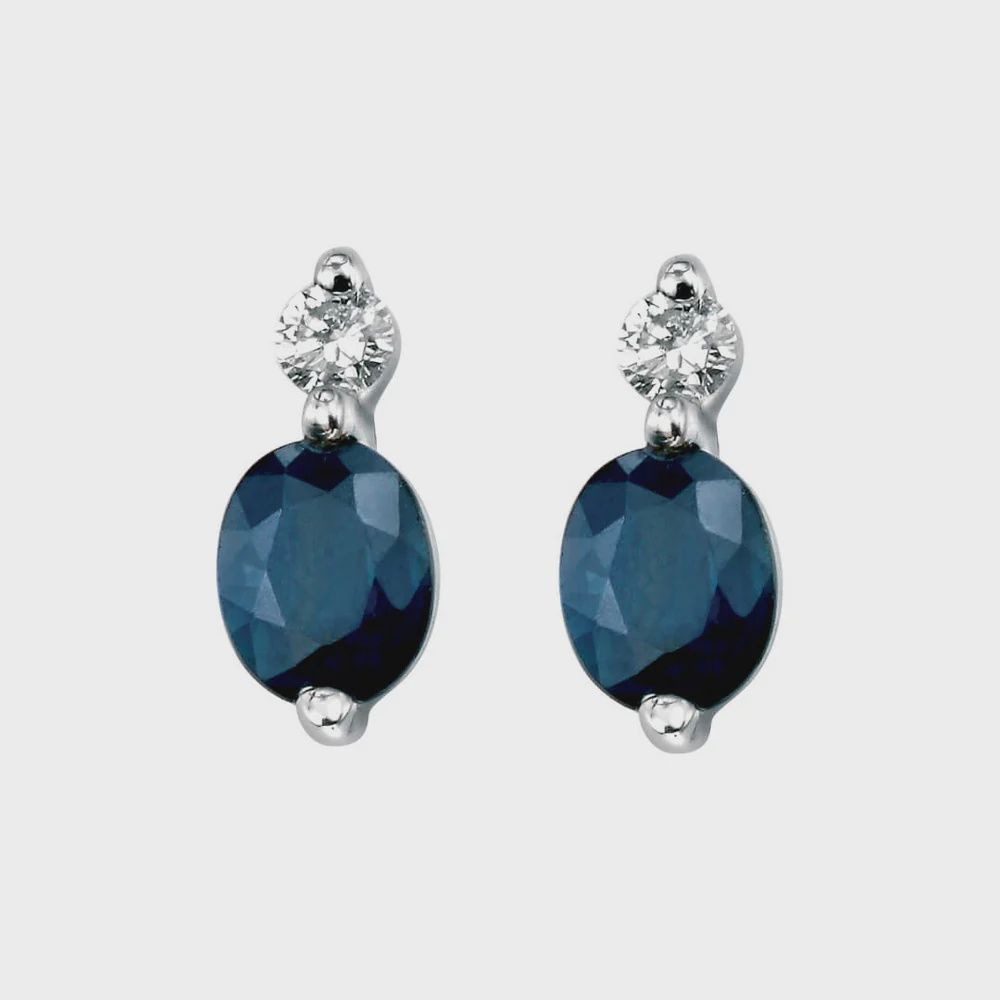 9ct White Gold Sapphire Stud Earrings
