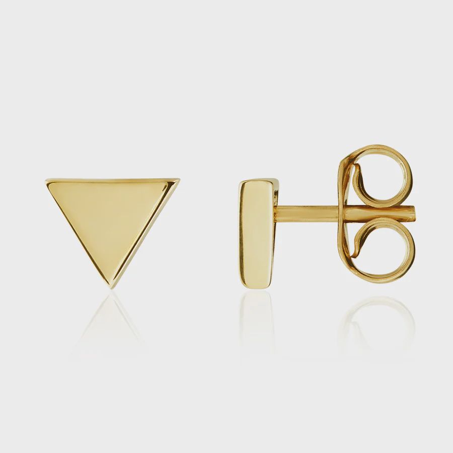 9ct Yellow Gold Polished Triangle Stud Earrings