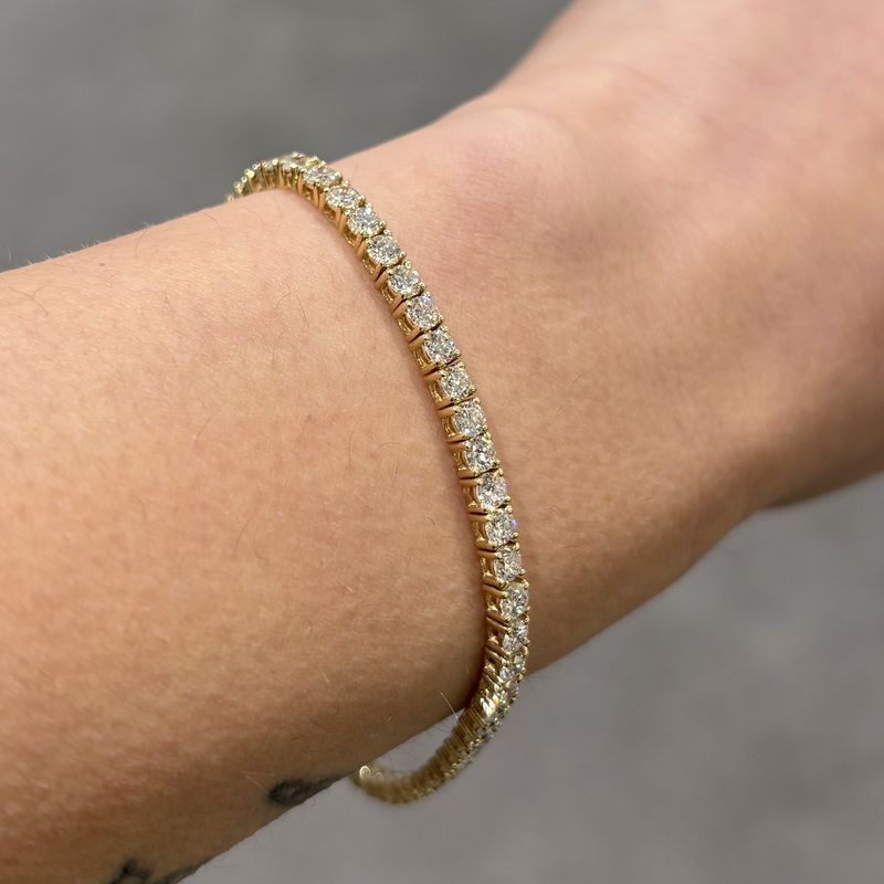 9ct Yellow Gold 5.00ct D VVS Round Brilliant Lab Grown Diamond Tennis Bracelet