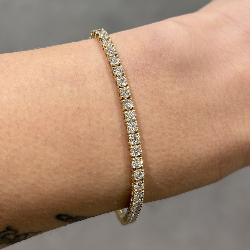 9ct Yellow Gold 5.00ct D VVS  Round Brilliant Lab Grown Diamond Tennis Bracelet