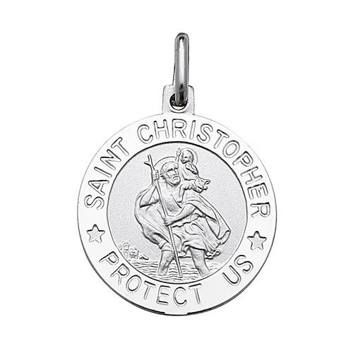 Silver St Christopher Round Pendant G6959
