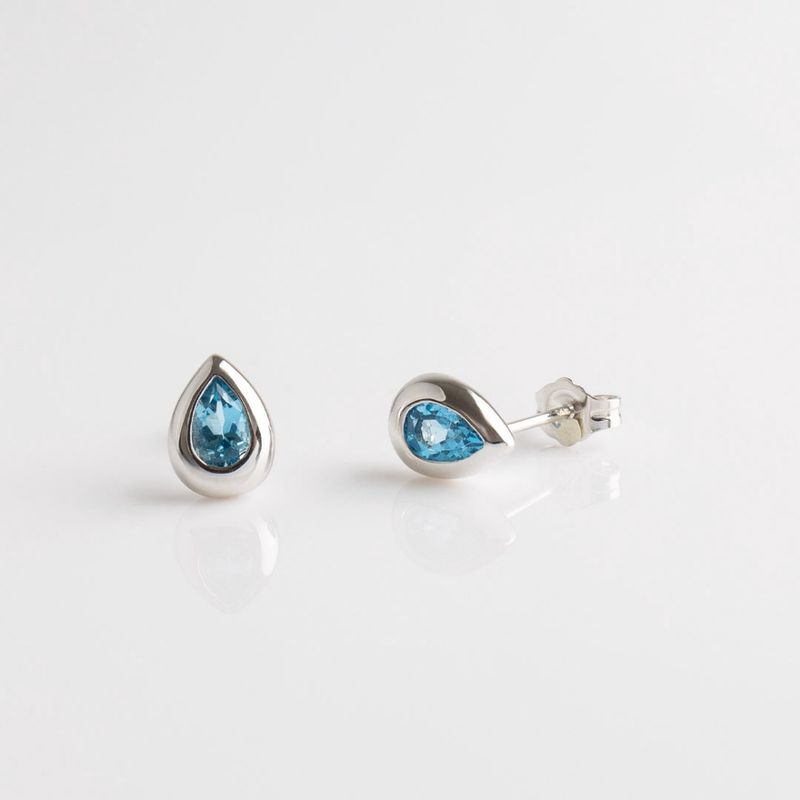 Coast Pebble Swiss Blue Topaz Stud Earrings