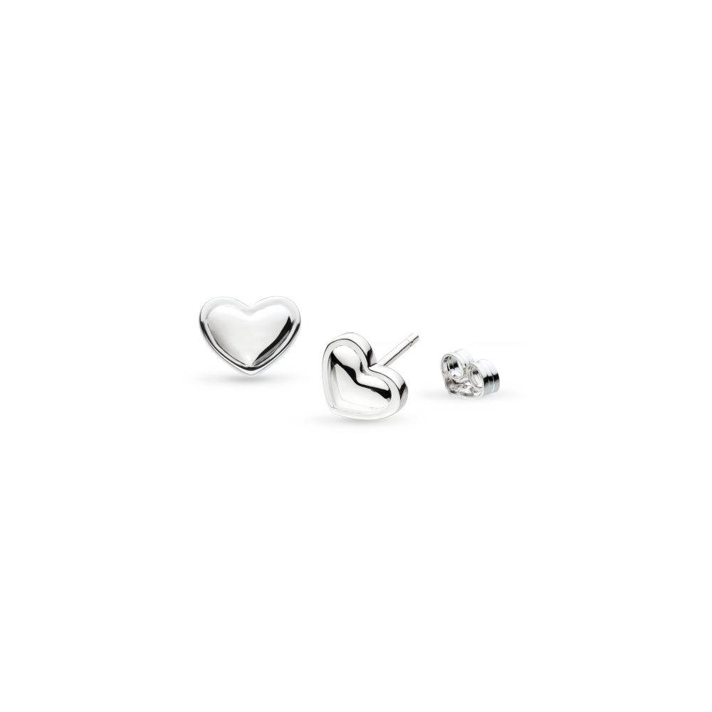 Love Silver Heart Rhodium Plated Stud Earrings Love Silver Heart Rhodium Plated Stud Earrings
