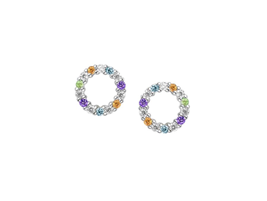 Sterling Silver Circle of Colour Stud Earrings Sterling Silver Circle of Colour Stud Earrings