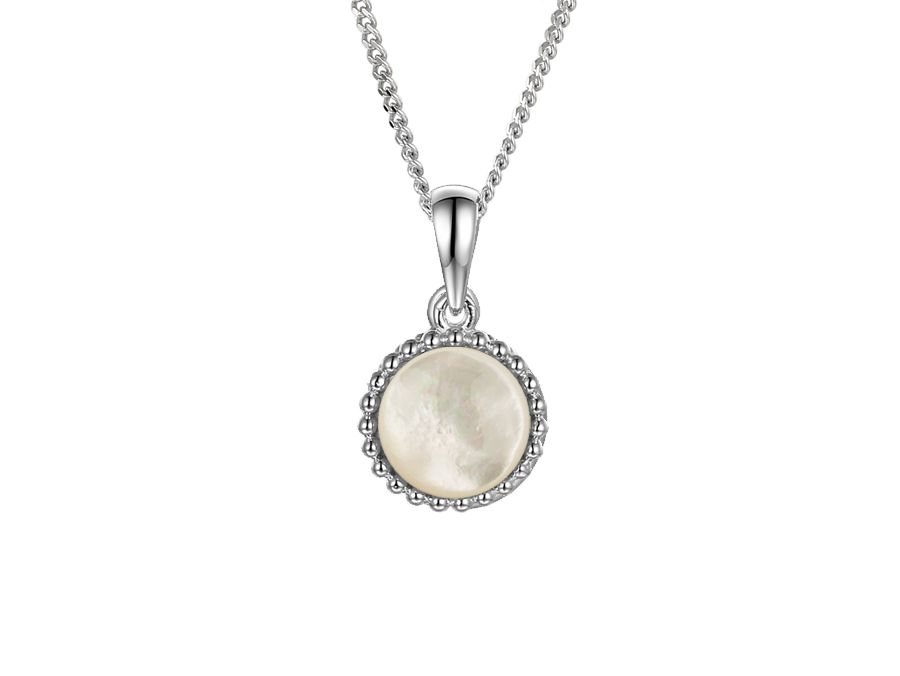 Sterling Silver Mother Of Pearl White Rock Necklace
