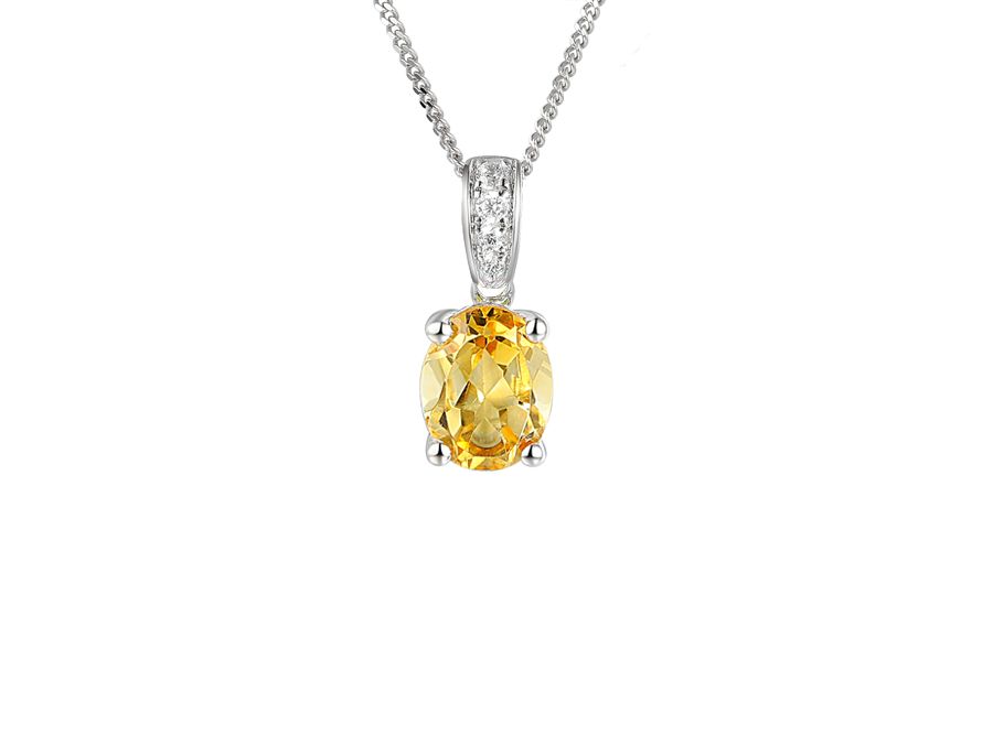 Sterling Silver Citrine Content Necklace