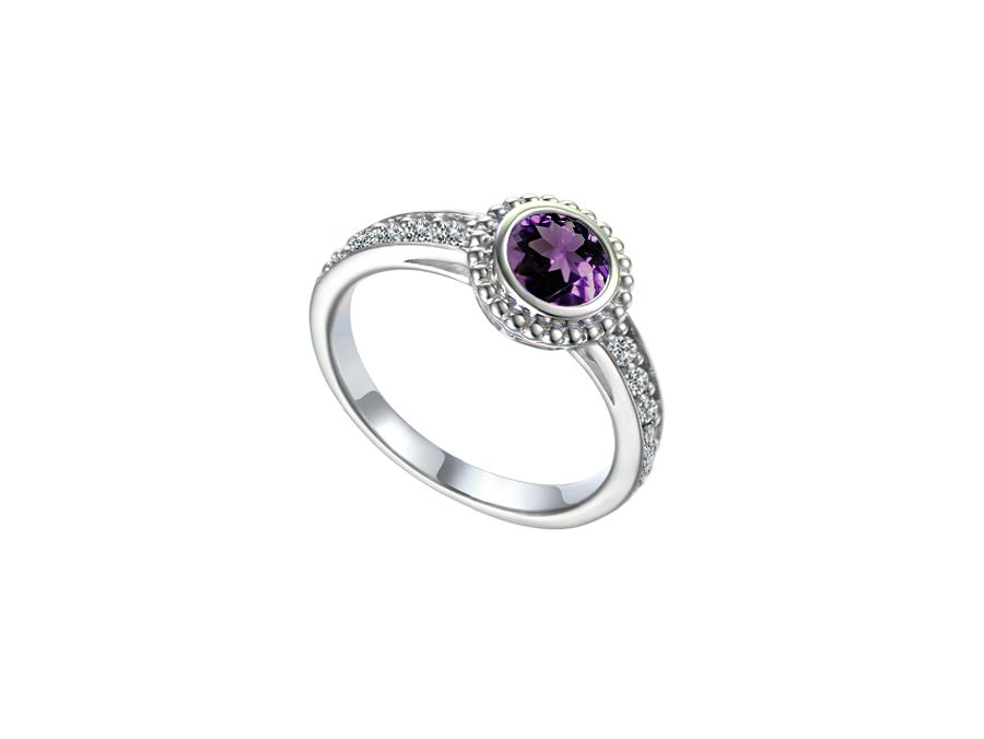 Sterling Silver Amethyst Dimple Ring Sterling Silver Amethyst Dimple Ring
