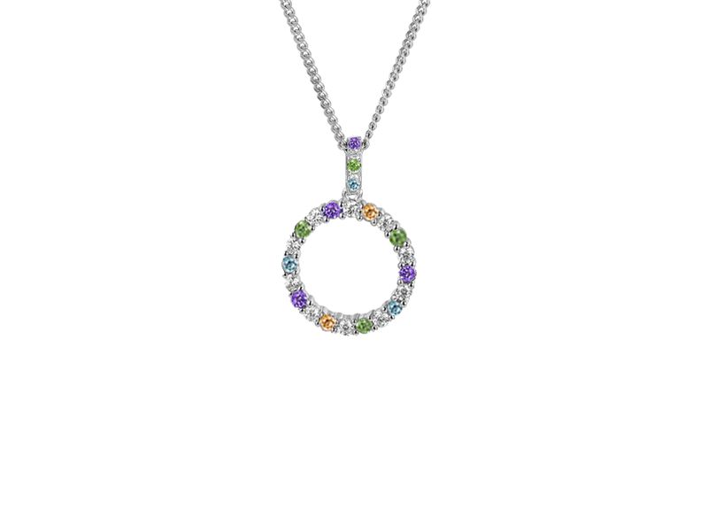 Sterling Silver Circle of Colour Necklace Sterling Silver Circle of Colour Necklace