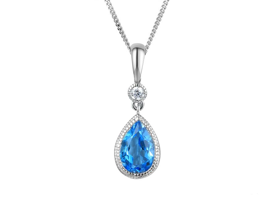 Sterling Silver Blue Topaz Devotion Necklace Sterling Silver Blue Topaz Devotion Necklace