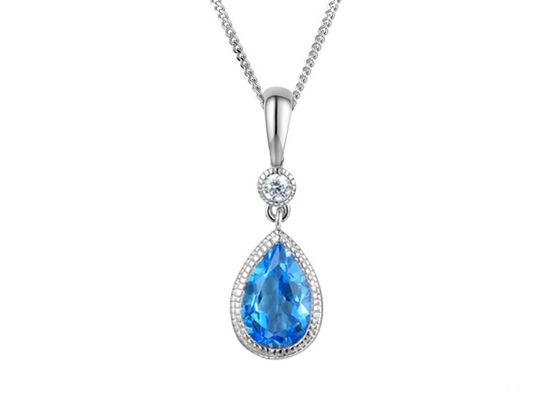 Sterling Silver Blue Topaz Devotion Necklace Sterling Silver Blue Topaz Devotion Necklace