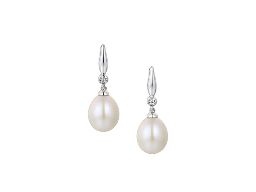 Sterling Silver Helios Freshwater Pearl & Cubic Zirconia Earrings Sterling Silver Helios Freshwater Pearl & Cubic Zirconia Earrings