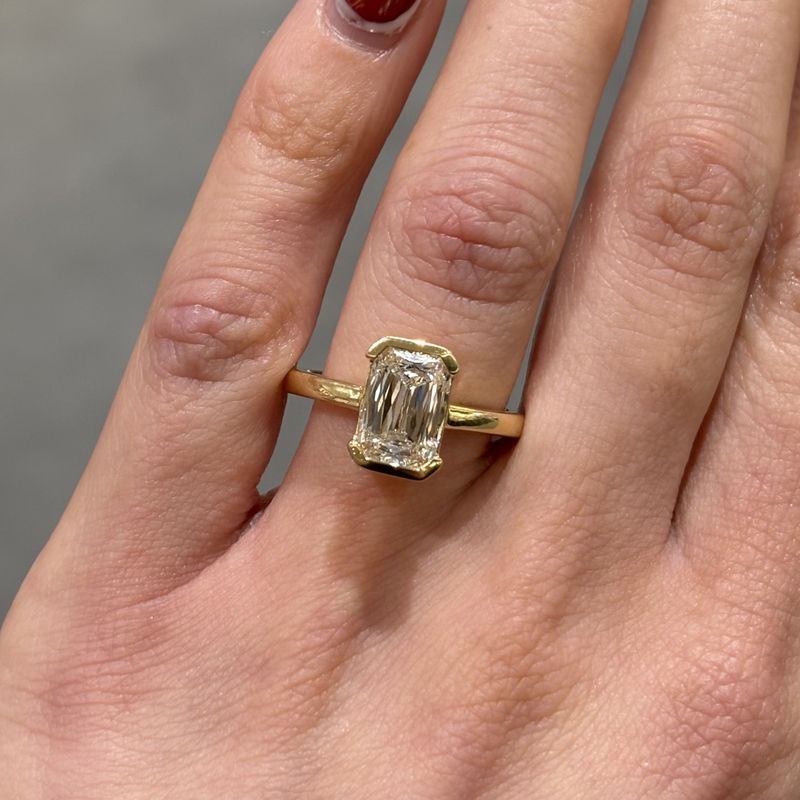 18ct Yellow Gold 2.55ct Criss Emerald Cut Lab Grown Diamond Ring
