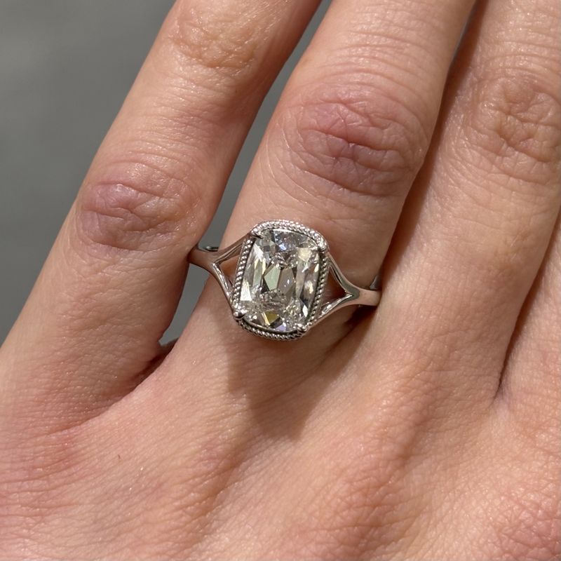 Platinum 2.08ct Old Cut Lab Grown Diamond Solitaire Ring