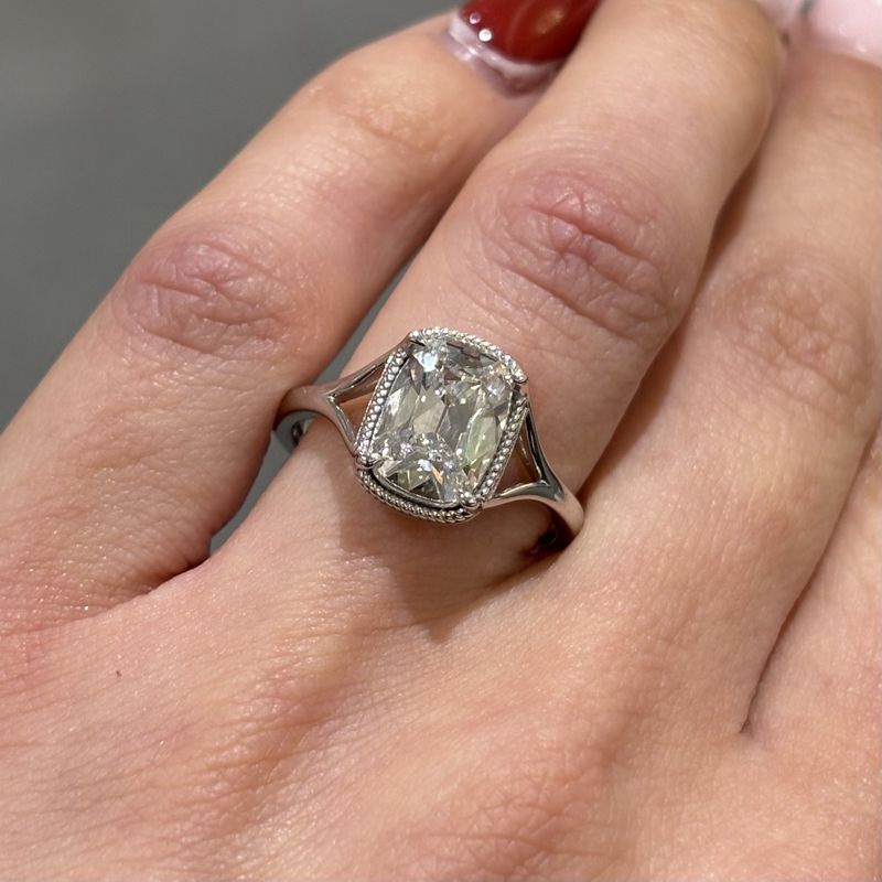 Platinum 2.08ct Old Cut Lab Grown Diamond Solitaire Ring