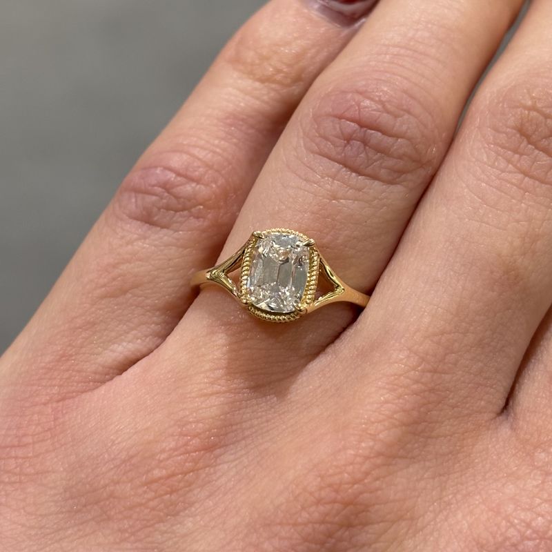 18ct Yellow Gold 1.10ct Old Cut Lab Grown Diamond Solitaire Ring
