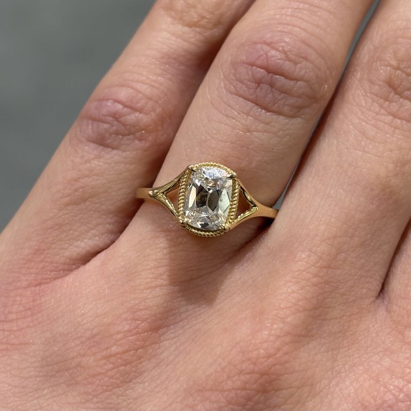 18ct Yellow Gold 1.10ct Old Cut Lab Grown Diamond Solitaire Ring