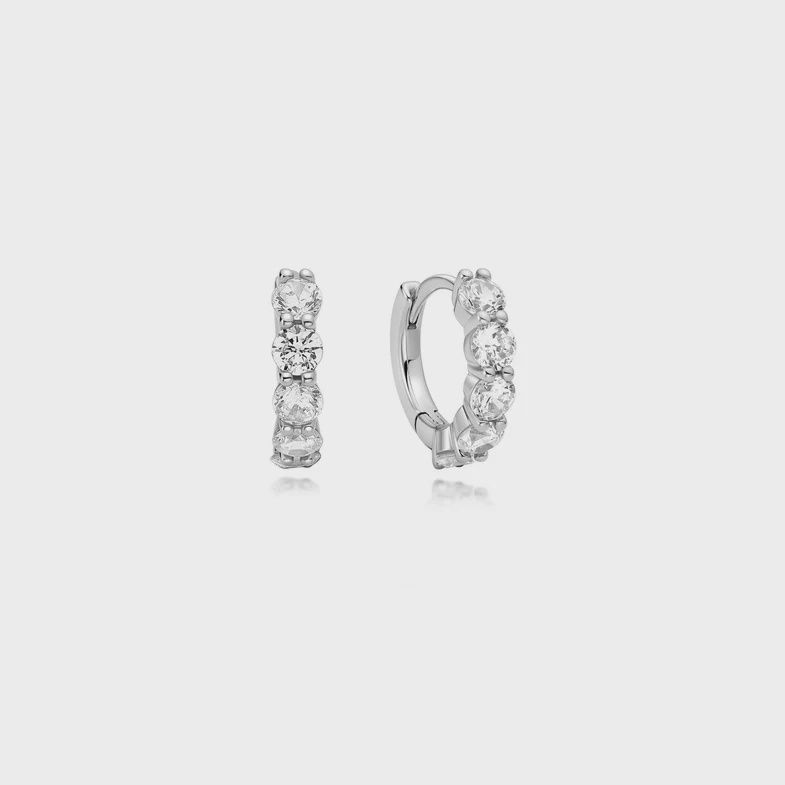 Quintet Sparkle Huggie Hoop Earrings