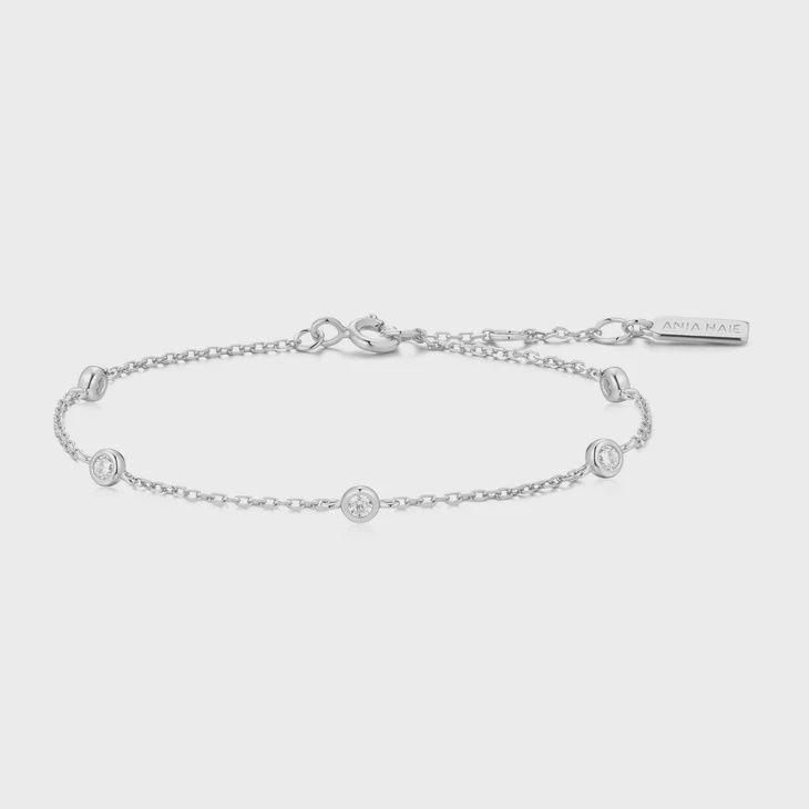 Silver Classic Bezel-Set Station Bracelet