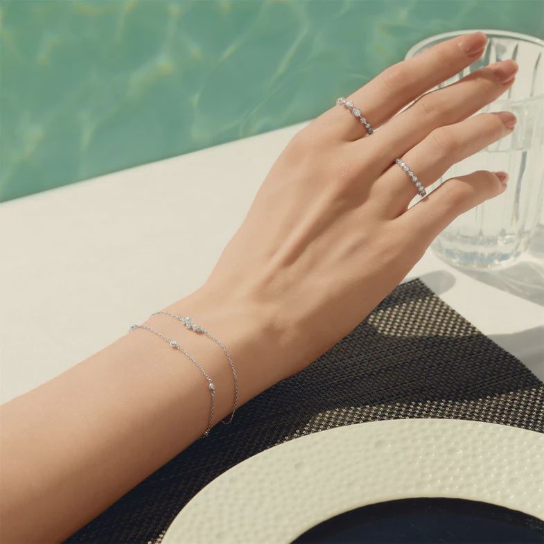 Silver Classic Bezel-Set Station Bracelet