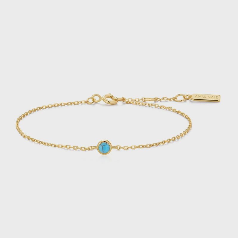 Bezel-Set Lab-Created Turquoise Solitaire Bracelet