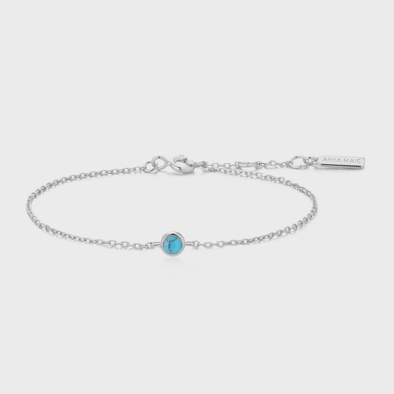 Bezel-Set Lab-Created Turquoise Solitaire Bracelet