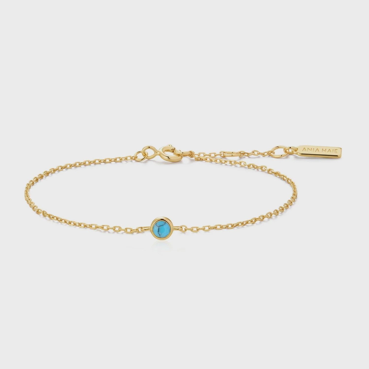 Bezel-Set Lab-Created Turquoise Solitaire Bracelet Bezel-Set Lab-Created Turquoise Solitaire Bracelet, Colour: Gold Plated