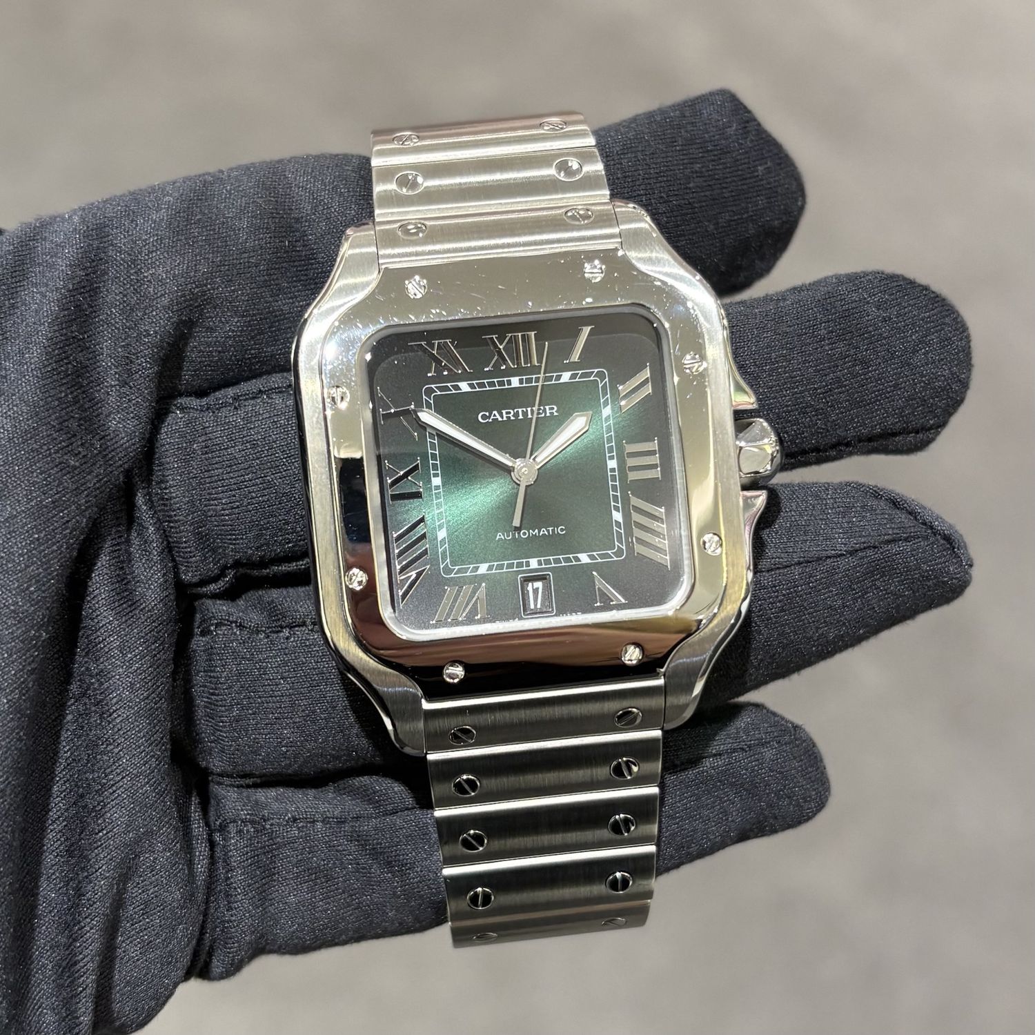 Pre-Owned Cartier 40mm Green Dial Gents Santos 4072 WSSA0062