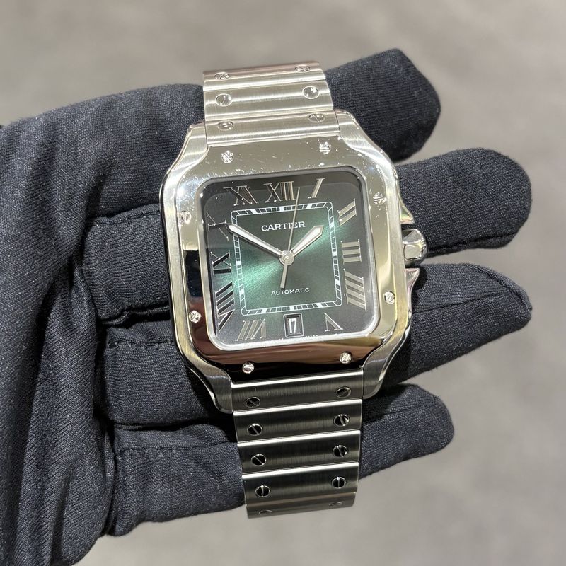 Pre-Owned Cartier 40mm Green Dial Gents Santos 4072 WSSA0062