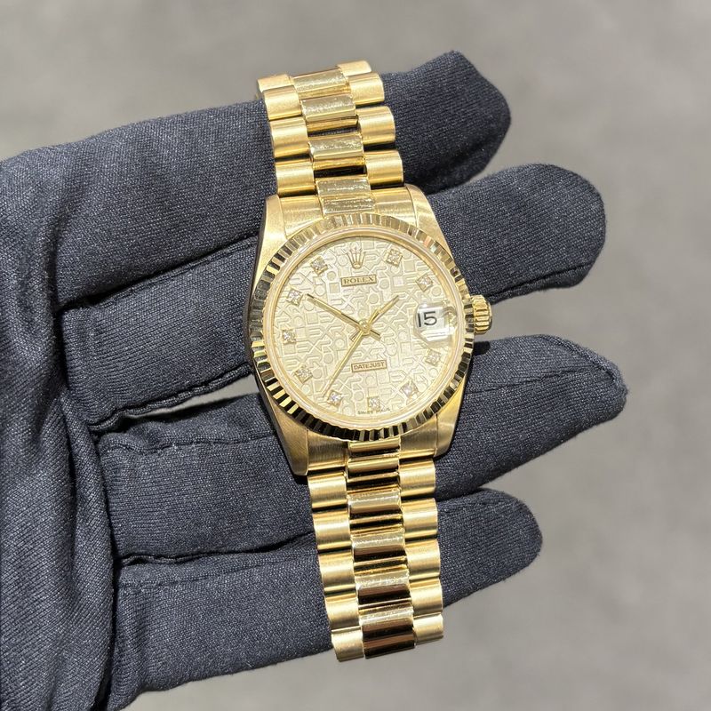 Pre-Owned Rolex 18ct Yellow Gold Ladies Midsize Datejust 68273